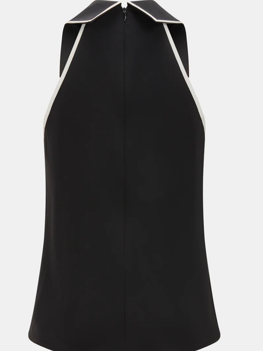 Commense Black Halter Tie Detail Top with White Piping - Picture 4 of 5